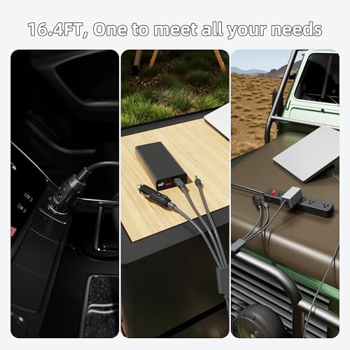 Starlink Mini 3 in 1 DC Power Cable 16.4FT, 100W+ USB C 12-24V Cigarette Lighter Plug and DC Male Power Cable Cord for Starlink Mini, Plug and Play Starlink Mini Accessories 5M
