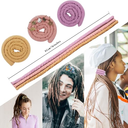3 Pcs Spriral Lock Hair Tie dreadlock hair tie set dreadlock accessories for women and men dreadlocks ponytail holder Dread hair ties for braids thick curly hair (16 inches, Light Colour)