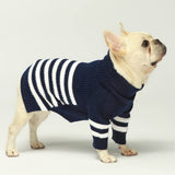Fitwarm Dog Striped Knitted Sweater, Thermal Turtleneck Pet Coat, Dog Winter Clothes for Small Dogs Boy Girl, Cat Apparel, Blue, Small