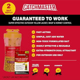 Catchmaster Yellow Jacket, Hornet, & Wasp Trap Jar Bait Refill 2-Pk, Reusable Bug Catcher Attractant, Outdoor Flying Insect Trap, Wasp Killer Bug Trap, Pet Safe Pest Control for Backyard & Patio