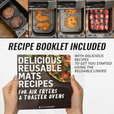 Accessories for Ninja Dual 2 Basket Air Fryer 10 QT DZ401 & 8 QT DZ201, Racks for Foodi Dual Zone, Reusable Liner Sheets for Double Airfryer, 9pcs Kitchen Accessory Set with Recipe Book by INFRAOVENS