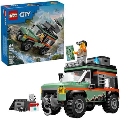 LEGO City Off-Road 4x4 Mountain Truck Toy - Building Toy Set for Kids, Boys and Girls, Ages 6+ - Fun Gift Idea for Birthdays and Holidays - with Adventurer Minifigure and Accessories - 60447
