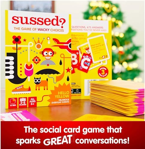 SUSSED The Wacky ‘What Would You Do?’ Social Card Game - Kids Stocking Stuffer & Family Travel Game - Fun & Easy to Play - All Ages 6 and Up - Hello Yellow Deck