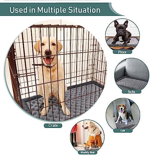 Dog Crate Pad 30x19 inch Gray Memory Foam Dog Bed Mat for Small Medium Dog Grey Washable Puppy Sleeping Bed Anti Slip