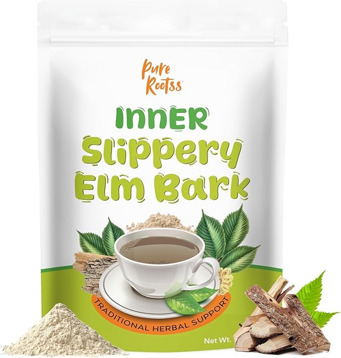 PureRootss Slippery Elm Bark Powder 1lb for Intimate Moisture, Soothing Throat & Coughing, Digestive & Gut Health, Superior Inner Bark Source, Non-GMO, Pet Friendly Natural Herb