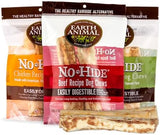 Earth Animal No-Hide Medium Long Lasting Dog Chew Rolls Beef, Chicken and Pork (2 Count Pack of 3)