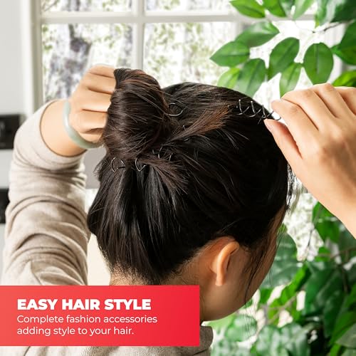 Hawwwy Bobby Pins - 8 Pack - Black - 2 Inches - Beautiful Twist Hair Accessories for Women and Kids - Easy Bobby Pins for Fast and Secure Buns, Messy Styles, and Updos