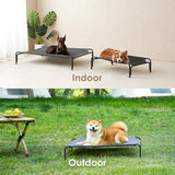 EHEYCIGA Tool-Free Assembly Elevated Large Dog Cot Bed, Raised Outdoor Dog Hammock, Lifted Pet Platform with Frame and Washable Waterproof Cooling Teslin Mesh and Anti-Slip Feet, 43x26 inch