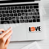 (3Pcs) Love Basketball Sticker Basketball Heart Sticker Basketball Accessories Basketball Lover Basketball Decals, Waterproof Vinyl Decal for Book Laptop Phone Tumbler Water Bottle, 3" x 1.4"