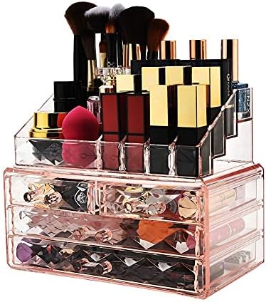 ZHIAI Stackable cosmetic organizer with drawers, easy to organize cosmetic products accessories Suitable for vanity, toilet, bathroom and bedroom organization and storage
