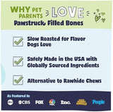 Pawstruck Large 5-6” Filled Dog Bones Variety Pack – Peanut Butter, Cheese & Bacon, Beef Flavors – Made in USA Long Lasting Stuffed Femur Treat for Aggressive Chewers – Pack of 3 – Packaging May Vary