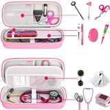 BOVKE Stethoscope Case fits 3M Littmann Classic III Monitoring Stethoscope, Lightweight II S.E, MDF Acoustica, Cardiology IV Diagnostic Stethoscope Holder with Pocket for Nurse Accessories, Pearl Pink