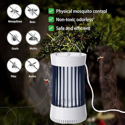 Phosooy 2-in-1 Indoor Electric Bug Zapper with Fan, Chargeable 1500V High Voltage Mosquitoes Killer with Hanger, Small Fly Insects Lamp Trap Catching Moth Gnat Fruit Flies, White