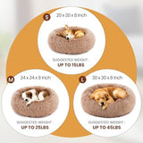 DUMOS Calming Donut Cat & Dog Bed for Medium Dogs, Machine Washable Cuddle Warming Cozy Fluffy Faux Fur Plush Round Dog Bed, Anti-Anxiety Waterproof Anti-Slip Pet Bed, Brown, 24×24×8 Inches