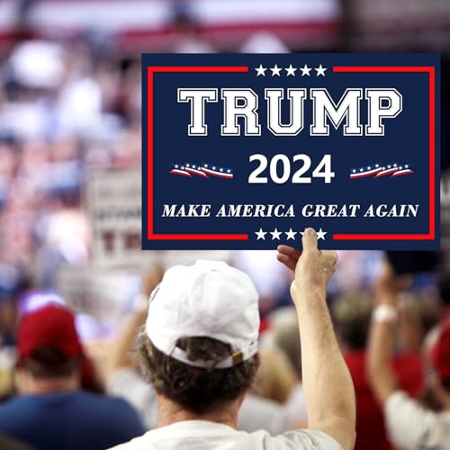 Trump Yard Signs 2024,18x12In Trump Yard Signs Double-Sided Make America Great Again Campaign Signs With H-Stakes Placard Voted For Trump Triggering For Outdoor Garden Lawn Parade Handheld Rally Decor