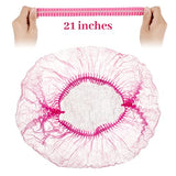 100 Pcs Disposable Nonwoven Bouffant Caps 21 Inch Hair Net Elastic Cap Hair Cover Hats for Beauty Salon Hospital Spa Catering Dust-free Workspace(Pink)