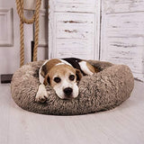 MFOX Calming Dog Bed (L/XL/XXL/XXXL) for Medium and Large Dogs Comfortable Pet Bed Faux Fur Donut Cuddler Up to 25/35/55/100lbs
