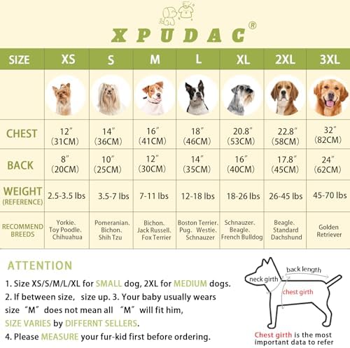 XPUDAC 4 Pack Dog Pajamas for Small Dogs, Puppy Clothes for Boy Girl Strechy Soft Pet Jumpsuit, Cat Onesie (Medium)