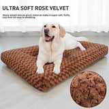 KSIIA Washable Dog Bed Deluxe Plush Dog Crate Beds Comfy Kennel Pad Anti-Slip Pet Sleeping Mat for Large, Jumbo, Medium, Small Dogs Breeds, 41" x 27", Brown