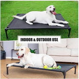 Elevated Dog Bed for Small Dogs, Raised Dog Cot Beds Fits Up to 150 LBs, Heavy Duty Pet Cots with Durable Supportive Teslin Recyclable Washable Mesh, Indoor & Outdoor Dog Bed, Black