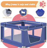 Dog Playpen 42 × 42 Inch, Puppy PlayPen with Gate for Puppies, Small and Medium Dogs, Pet PlayPen for Outdoors & Indoors, Tear Resistant Fabric. Blue