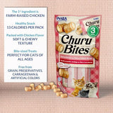 INABA Churu Bites for Cats, Soft Baked Chicken Churu Filled Cat Treats with Green Tea Extract, 0.35 Ounces Each Tube, 9 Tubes Total, Tuna with Salmon Recipe