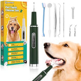Dog Plaque Remover for Teeth - Pet Ultrasonic Tooth Cleaner, 6 Adjustable Modes Dog Teeth Cldaning Kit with LED Light, Cats and Dogs Tartar Remover for Teeth (Green, Large)