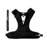 PawPleasure Dog Tuxedo Harness, Adjustable Pet Harness No Pull for Small Medium Dogs, Doggie Wedding Suit with Bow Tie Party Costume (Black, XL)