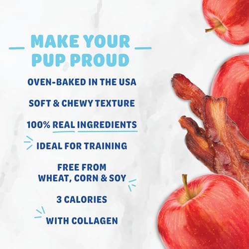 Shameless Pets Dog Training Treats Bacon/Apple and Chicken/Peanut Butter - Natural and Soft Puppy Treats with Collagen - Medium Dog Treats Pack of 2 (8oz Each)
