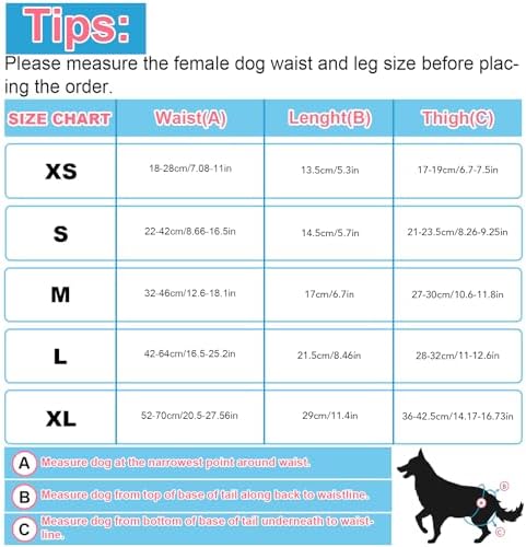 XPCARE 6 Pack Washable Female Dog Diapers - Reusable Doggie Diapers, Highly Absorbent Dog Diapers Female, Leak-Proof Puppy Diapers for Female Dog（M）