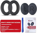 Premium Ear Pad Replacement for Bose Headphones Earpads, Compatible with Bose QuietComfort 35 ii /QC35 /QC25 /QC2 /QC15 /Ae2 /Ae2i /Ae2w /SoundTrue & SoundLink, by Krone Kalpasmos – Classic Black