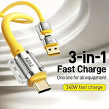 1pcs 240W Max Super Fast Charging Cable, 6.56FT (2 Meter) Multi USB A/C to USB C Fast Charger Cord, Suitable for Mobile Phones Tablets