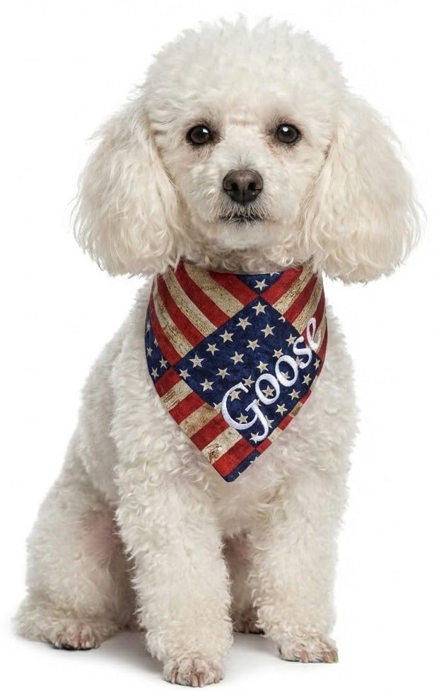 Personalized Dog-Flag-4th of July-Red/Patriotic Personalized Dog Bandana, Triangle Bibs Kerchief, Stars Stripes Dog Bandana/American Flag USA/in Loving Memory