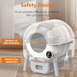 Self Cleaning Litter Box - 105L Automatic Litter Box for Multiple Cats, 1 Roll Trash Bags and Mat Included, App Control, Little-White