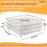 BYKITCHEN 8 inch Square Air Fryer Rack, Set of 3, Stackable Multi-Layer Stainless Steel Dehydrator Rack, Square Air Fryer Accessories for Cosori, Instant Vortex, Nuwave Airfryer, Ninja Foodi Grill