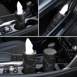 JUSTTOP Car Tissue Holder,Car Travel Kleenex Cup Holder with 4 Pack Facial Tissues,Convenient Tissue Bag,Car Accessories Interior for Women and Man 4 Canisters Black