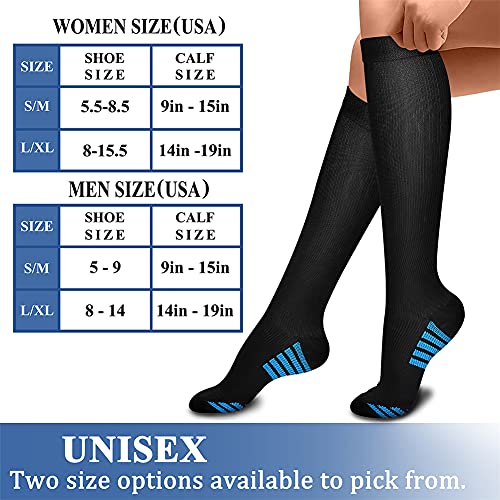 CHARMKING Compression Socks for Women & Men (8 Pairs) 15-20 mmHg Graduated Copper Support Socks are Best for Pregnant, Nurses - Boost Performance, Circulation, Knee High & Wide Calf (S/M, Multi 32)