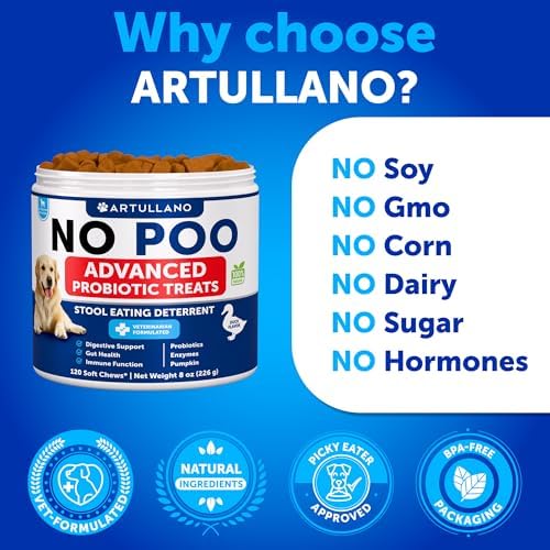No Poo Chews for Dogs, Puppy - Coprophagia Stool Eating Deterrent - Prevent Dog from Eating Poop - Stop Eating Poop Treats with Probiotics & Enzymes - Immune, Digestive, Gut Health Support Supplement