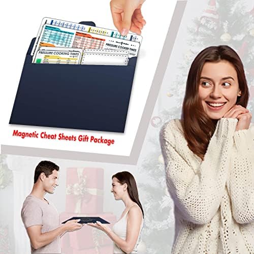 Air Fryer Magnetic Cheat Sheet Set & Instant Pot Magnet Set (2 Sets of 6 Pcs), Cooking Times Chart Magnet Sets for Instant Pot & Air Fryer Accessories (White).