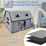 Heated Cat House with Pet Heating Pads, Intelligent Thermostat Cotroller, Cat Heating Shelter for Indoor Outdoor Kitty, Foldable Puppy Heated Bed with Cute Windows, Sturdy and Waterproof