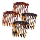 Hair Side Combs - Small French Side Hair Comb Clips for Women Decorative French Twist Hair Styling Accessories -4 Pcs (Tortoise, Brown)