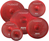 Low Volume Cymbal Mute Cymbal Pack Red 6 Pieces 10" Splash+14"hi-hat+16"crash+18"crash+20"ride FREE Cymbal Bag Silent Cymbals for Practice Drum Set