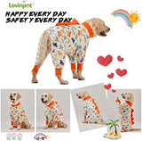 LovinPet Dog Onesie, Large Dog Pajamas, Anti-Licking, Post-Surgery Recovery Clothes, Lightweight Stretch Jersey Knit Jurassic Blue Prints - UV Protection/3XL