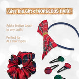 Scunci by Conair 3pk Tartan Bow Headband, Barrette, and Scrunchi Set - teen girl gifts trendy stuff - beauty gifts - hair accessories for girls and women - Tartan