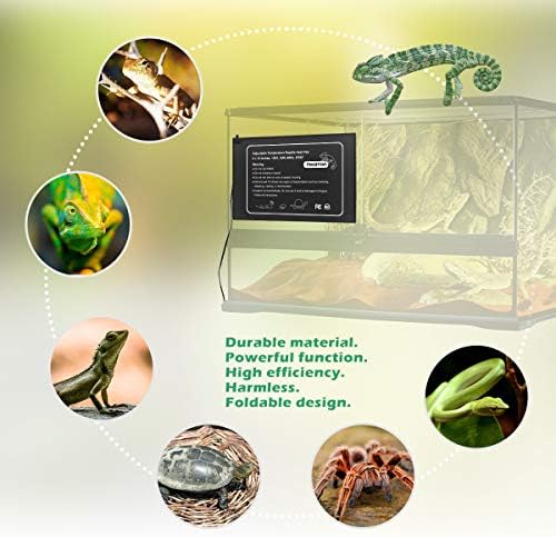 Tikaton Reptile Heat Pad - Adjustable Temperature Under Tank Heater for 10-20gal/30-40gal Tank, Terrarium Heat Mat for Turtle/Snake/Lizard/Frog/Spider/Plant Box