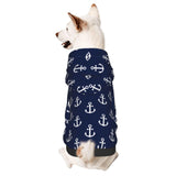 Keep Your Pets Warm and Cozy with Dog Sweatshirt and Winter Clothing, Navy Nautical Anchor Pets wear Hoodies