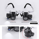 Microscope Accessories Kit 2LED Head-Mounted Illuminating Microscope Headband LED Lamp Light Microscope Slides