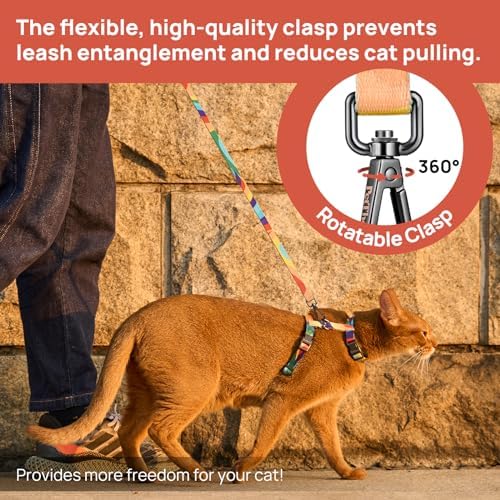 Cat Harness and Leash Set - Escape Proof Adjustable Cat Harness, Comfortable Soft Lightweight, Use Safe & Easy, Walking Travel Kitten Harness for Small Medium Large Cats (Yellow & Green)