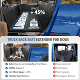 XL Truck Back Seat Extender for Dogs, Dog Seat Cover Back Seat Supports 400lbs, Hard Bottom Pet Seat Covers for Crew Cab Trucks, Dog Hammock for F150, RAM1500, Sierra, Tundra, Silverado, Titan Black