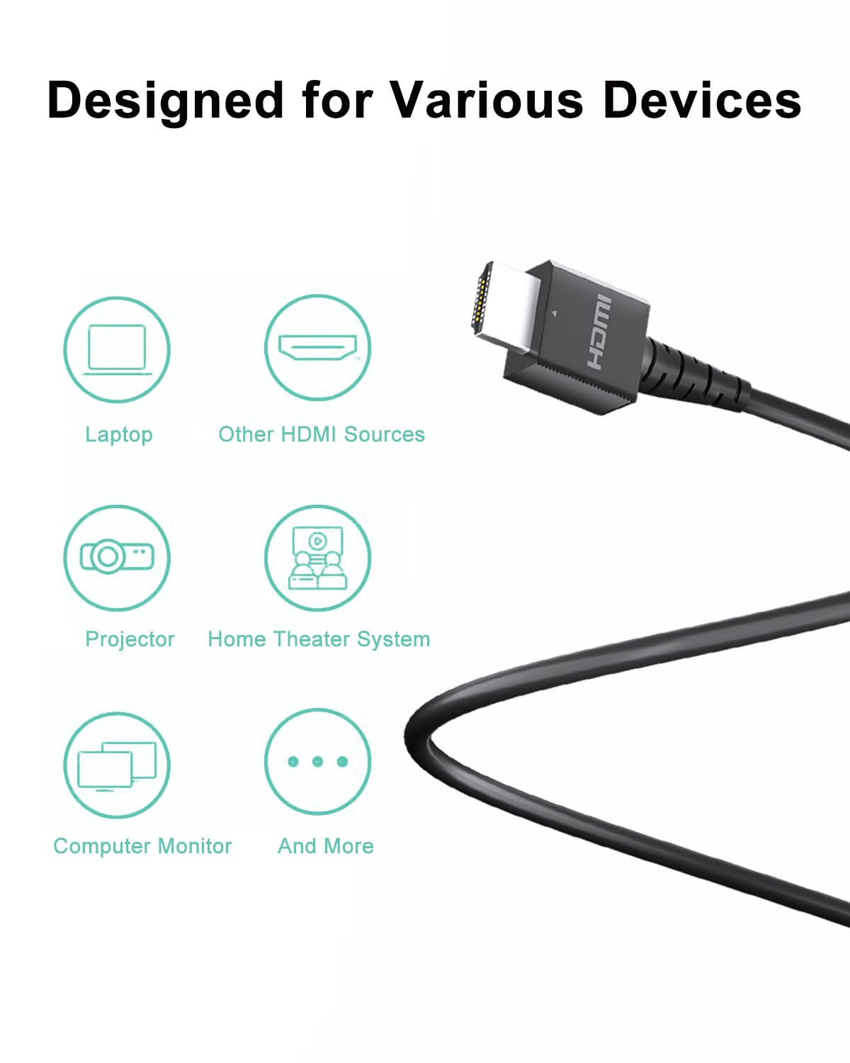 HDMI Cable Compatible with Nintendo Switch and Switch OLED/Wii U/NES Classic Edition/Super NES Classic Edition/N64, Switch HDTV Cord for TV, Original Switch HDMI-Cable, 5ft, Black
